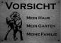 Preview: Edelstahl Warnschild Flat Coated Retriever VORSICHT Mein Haus mein Garten meine Familie